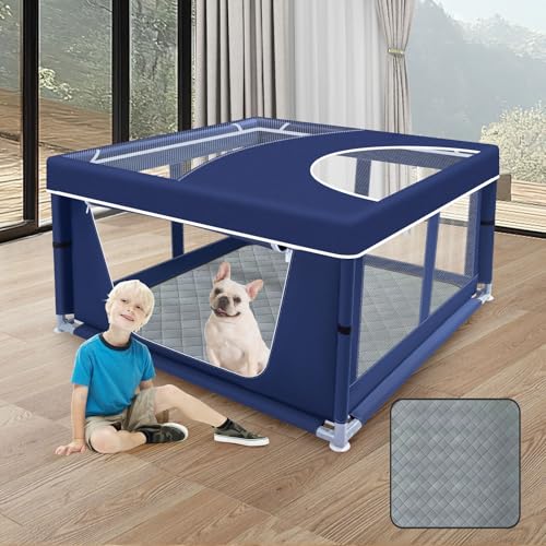 XVISHX Welpenlaufstall mit Abdeckung und Hundeunterlagen, Hunde-Laufstall für Welpen oder kleine Hunde, Haustier-Laufstall für drinnen und draußen, stabiler Sicherheits-Hundegehege mit verdicktem XVISHX Welpenlaufstall mit Abdeckung und Hundeunterlagen, Hunde-Laufstall für Welpen oder kleine Hunde, Haustier-Laufstall für drinnen und draußen, stabiler Sicherheits-Hundegehege mit verdicktem von XVISHX