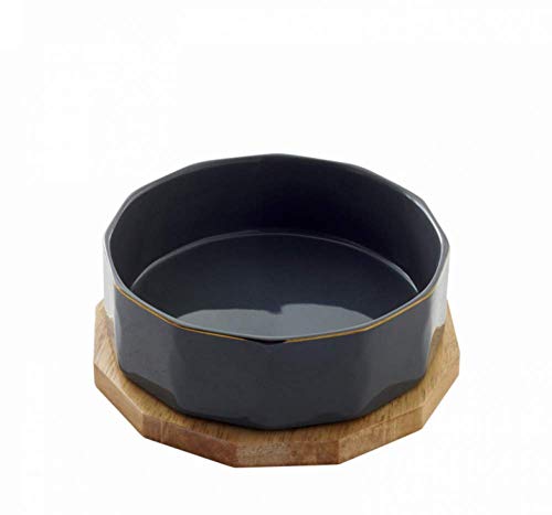 XWBLDBDFC Hundenapf aus Keramik, mit rutschfester Eichenholzunterlage, ungiftig/geschmacksneutral/harmlos, Wasser- oder Futternapf, für Haustiere, Hunde und Katzen, Grau, 18,5 cm XWBLDBDFC Hundenapf aus Keramik, mit rutschfester Eichenholzunterlage, ungiftig/geschmacksneutral/harmlos, Wasser- oder Futternapf, für Haustiere, Hunde und Katzen, Grau, 18,5 cm von XWBLDBDFC