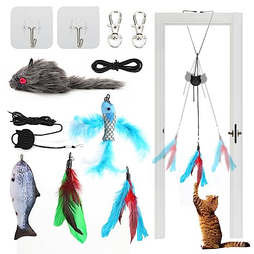 XWCHASA 10PCS Tür Hängende Katze Spielzeug, Selbst-Play Wege Hängende Tür Katze Maus Spielzeug, Interaktives Katzenspielzeug Mäuse, Katzenspielzeug Feder Nachfüllungen, Katzen Kätzchen Spielzeug Sets für Jagd Training Beseitigung Langeweile XWCHASA 10PCS Tür Hängende Katze Spielzeug, Selbst-Play Wege Hängende Tür Katze Maus Spielzeug, Interaktives Katzenspielzeug Mäuse, Katzenspielzeug Feder Nachfüllungen, Katzen Kätzchen Spielzeug Sets für Jagd Training Beseitigung Langeweile von XWCHASA