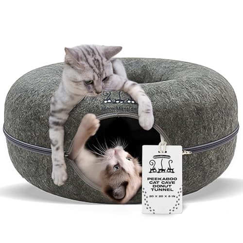 MeowMansion Katzentunnelbett für Indoor-Katzen Kratzfeste Peekaboo Katzenhöhle Donutform Tunnel für Katzen Multifunktionales Tunnelbett für Katzen Katzenspielplatz Katzenhöhlen Katzenspielzeug (Grau) MeowMansion Katzentunnelbett für Indoor-Katzen Kratzfeste Peekaboo Katzenhöhle Donutform Tunnel für Katzen Multifunktionales Tunnelbett für Katzen Katzenspielplatz Katzenhöhlen Katzenspielzeug (Grau) von XWIDE