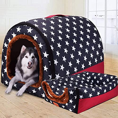 XWanitd Extra großes Jumbo-Hundebett, mittelgroß, Angstlinderung, XL-Hundebettzelt, weiche Katzenhöhle, Iglu, Winter, warm, 2-in-1 Haustiernest, waschbar (35 x 32 x 28 cm, C) von XWanitd