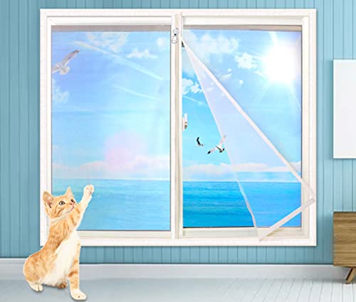 XWanitd Katzensicherheits-Fensterschutz, Mückenschutz, Balkonnetze, kratzfest, Katzennetz, selbstklebend, Fensternetz, DIY-Größe, Reißverschluss (100 x 100 cm, Reißverschluss-A) von XWanitd