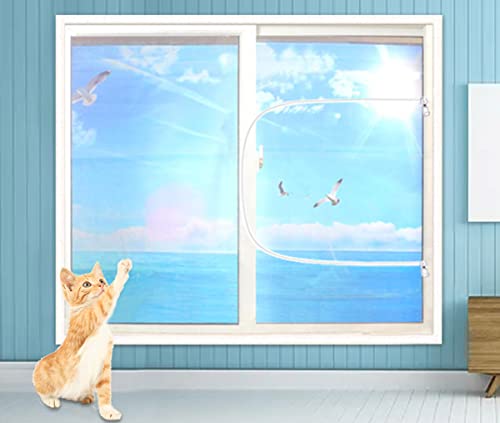 XWanitd Katzensicherheits-Fensterschutz, Mückenschutz, Balkonnetze, kratzfest, Katzennetz, selbstklebend, Fensternetz, DIY-Größe, Reißverschluss (100 x 100 cm, Reißverschluss-C) von XWanitd