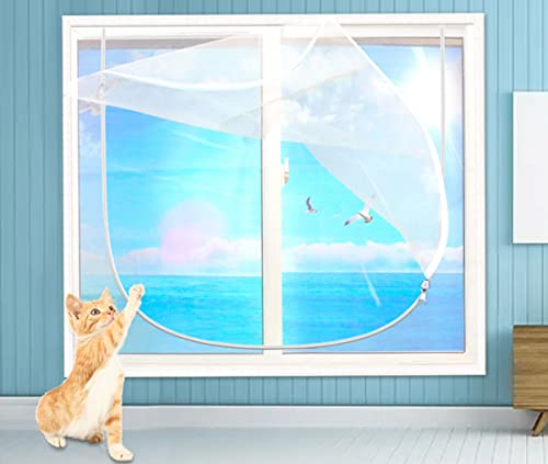 XWanitd Katzensicherheits-Fensterschutz, Mückenschutz, Balkonnetze, kratzfest, Katzennetz, selbstklebend, Fensternetz, DIY-Größe, Reißverschluss (100 x 100 cm, Reißverschluss-E) von XWanitd