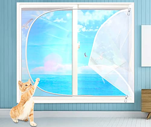 XWanitd Katzensicherheits-Fensterschutz, Mückenschutz, Balkonnetze, kratzfest, Katzennetz, selbstklebend, Fensternetz, DIY-Größe, Reißverschluss (120 x 150 cm, Reißverschluss) von XWanitd