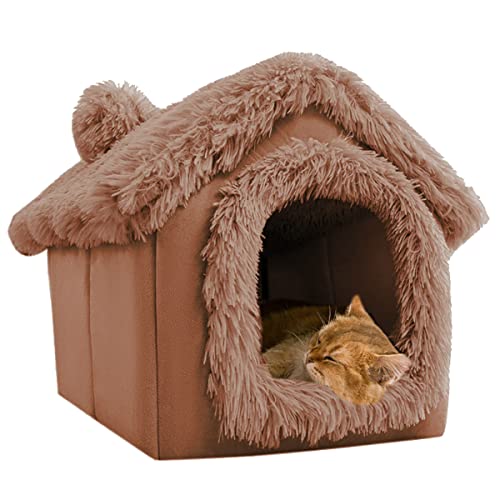 XWanitd Weiches Plüsch-Hundehaus, Haustierzelt, Winter, warm, Katzenhöhle, Hundehütte, Haustiernest, faltbar, für den Innenbereich, Katze, Kätzchen, Hundewelpen, Größe M, Plüschbraun XWanitd Weiches Plüsch-Hundehaus, Haustierzelt, Winter, warm, Katzenhöhle, Hundehütte, Haustiernest, faltbar, für den Innenbereich, Katze, Kätzchen, Hundewelpen, Größe M, Plüschbraun von XWanitd