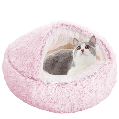 Anti-Angst-Katzenhöhle, Bett, Welpensofa, Katzenkissen, maschinenwaschbar, Katzenbett, Haustierbett, Katzennistbett, Kätzchenbett für mittelgroße und kleine Hunde, Katzen, 50 cm, Rosa von XXIUDEE