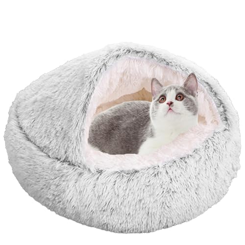 Anti-Angst-Katzenhöhle, Bett, Welpensofa, Katzenkissen, maschinenwaschbar, Katzenbett, Haustierbett, Katzennistbett, Kätzchenbett für mittelgroße und kleine Hunde, Katzen, 65 cm, Grau von XXIUDEE