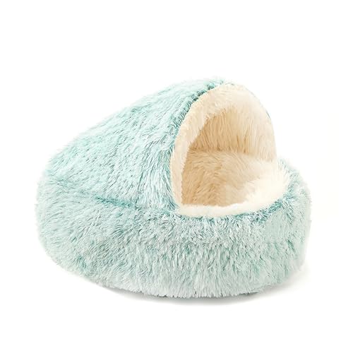 Katzenbetten für Haustiere im Innenbereich mit rutschfester Unterseite, flauschiges Katzenzeltbett, Kätzchen-Höhlenhaus mit abnehmbarem, waschbarem Kissen, Haustierhöhlen (50 x 15 cm, Stil 1, Grün) von XXIUDEE