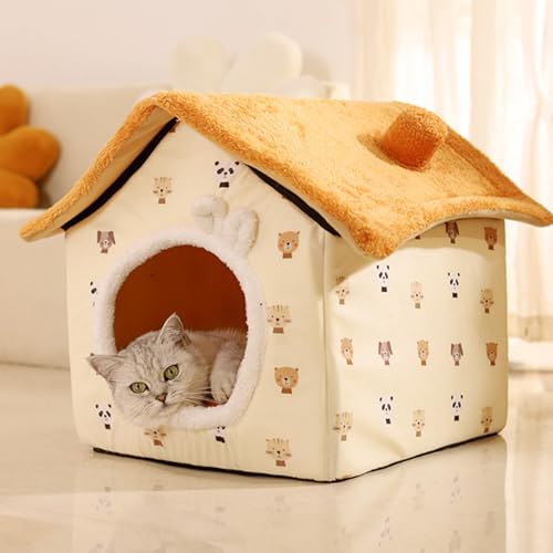 Katzenhaus für den Innenbereich mit abnehmbarem Kissen, Kätzchen-Igluhöhlen, Haustierbetten, Haustier-Sofa-Matten für Welpen und Kätzchen, Katzenzelt, Bett, Haus, Kätzchen-Versteck (42 x 39 x 21 cm von XXIUDEE