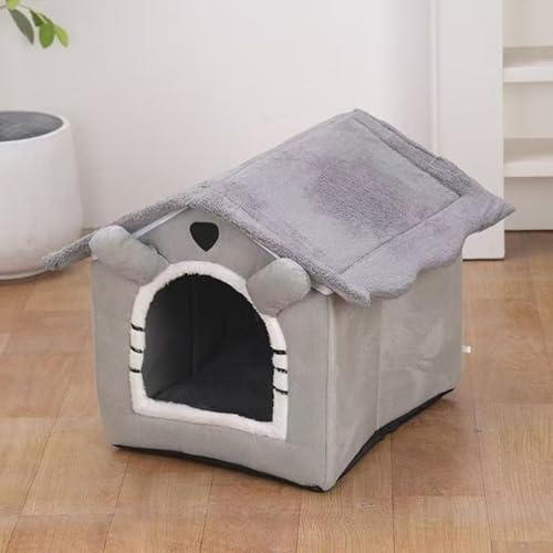 Katzenhöhle mit rutschfester Unterseite, Katzenhaus für den Innenbereich, geschlossene, faltbare Haustierbetten mit abnehmbarem, waschbarem Kissen, weiche Matten, Haustierhaus für Kätzchen (45 x 40 x von XXIUDEE