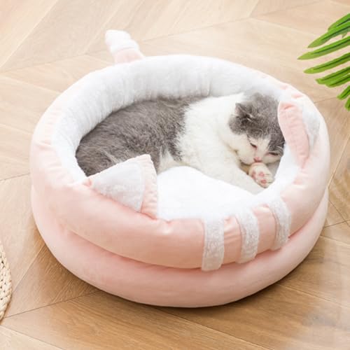 Katzenhöhlen, Katzenbetten, waschbares Haustier-Schlafhöhle, Kätzchen-Zelthaus mit abnehmbarem, waschbarem Kissen, Iglu für Kätzchen und Welpen (40 x 40 cm, Stil 2, Rosa) von XXIUDEE