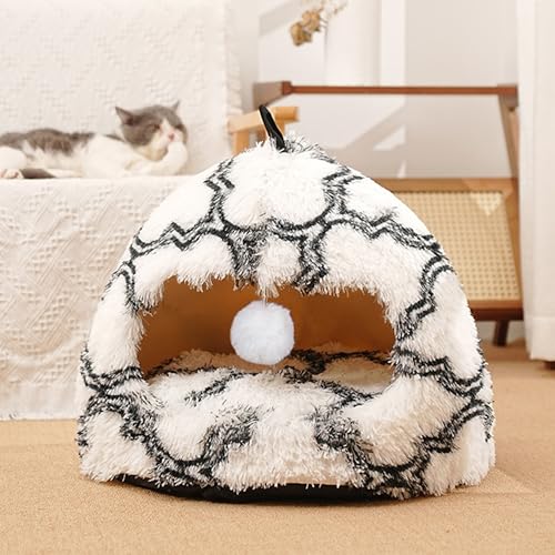 Katzenhöhlenbett, Iglu für den Innenbereich, Kätzchen-Zelt mit Kissen, Haustier-Schlafhaus für Kätzchen, Haustier-Sofa-Matten für Welpen, Kätzchen, 45 x 36 cm, Grau von XXIUDEE