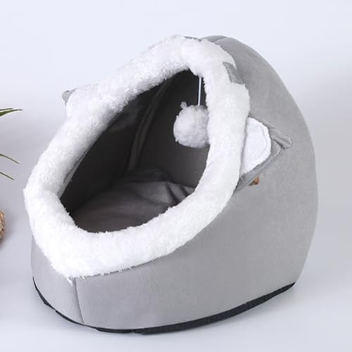 Katzenhöhlenbett für den Innenbereich, mit flauschigem Ballaufhängung, Katzenhaus mit abnehmbarem, waschbarem Kissen, Haustier-Sofa-Matten für Kätzchen, weiches Kätzchen-Zelt, Haus, Haustierbett (32 x von XXIUDEE