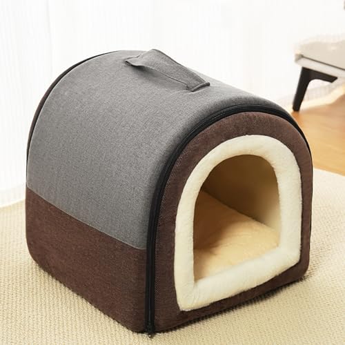 Katzenhöhlenbetten, Katzenhaus, rutschfeste Haustierhöhlen für den Innenbereich, Hundebetten für Welpen, mittelgroße Hunde, abnehmbares Haustierhaus, weiches Kätzchenversteck (50 x 45 x 40 cm, Grau) Katzenhöhlenbetten, Katzenhaus, rutschfeste Haustierhöhlen für den Innenbereich, Hundebetten für Welpen, mittelgroße Hunde, abnehmbares Haustierhaus, weiches Kätzchenversteck (50 x 45 x 40 cm, Grau) von XXIUDEE