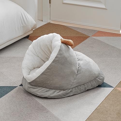 Katzenhöhlenbetten für Katzen und kleine Hunde, Haustierbetten für drinnen, Schlafplatz für Kätzchen, Haustierhäuser mit rutschfester Unterseite, Kätzchenhöhlenhäuser (45 x 33 x 36 cm, Grau) von XXIUDEE