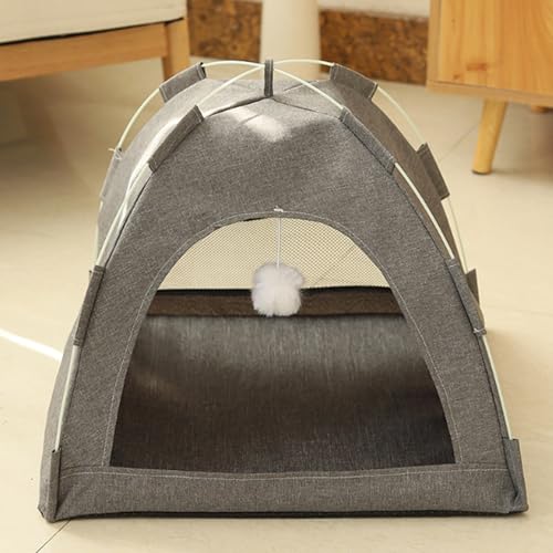 Katzenzelt, Betthäuser mit Spielzeug zum Aufhängen, abnehmbares Katzenhöhlenhaus für Haustiere, geschlossenes Haustierbett mit flauschigem Ball, Kätzchen-Versteck für alle Jahreszeiten (38 x 38 x 33 Katzenzelt, Betthäuser mit Spielzeug zum Aufhängen, abnehmbares Katzenhöhlenhaus für Haustiere, geschlossenes Haustierbett mit flauschigem Ball, Kätzchen-Versteck für alle Jahreszeiten (38 x 38 x 33 von XXIUDEE