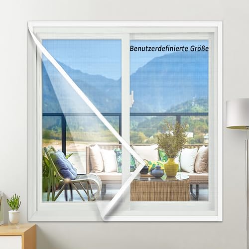 XXIUDEE Benutzerdefinierte Größe Fliegennetz Fenster, Katzenschutz Fenster Mesh Netz mit Reißverschluss, Selbstklebendes Balkon-Katzen-Sicherheitsnetz, Kinderleichte Montage von XXIUDEE