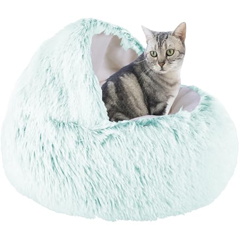 XXIUDEE Donut Katzenbett, Haustierbett, selbstwärmendes Kätzchen, Sofakissen, Haustier-Kuschelbett, Katzenhöhle, Bett, Katzenbett, Hauskatzenschlafsack für drinnen, Kätzchen, Welpen, 40 cm, Grün2 von XXIUDEE