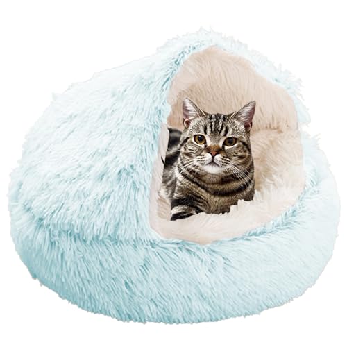 XXIUDEE Donut Katzenbett, Haustierbett, selbstwärmendes Kätzchen, Sofakissen, Haustier-Kuschelbett, Katzenhöhle, Bett, Katzenbett, Hauskatzenschlafsack für drinnen, Kätzchen, Welpen, 50 cm, Grün von XXIUDEE