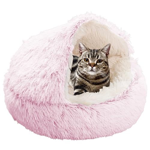 XXIUDEE Donut Katzenbett, Haustierbett, selbstwärmendes Kätzchen, Sofakissen, Haustier-Kuschelbett, Katzenhöhle, Bett, Katzenbett, Hauskatzenschlafsack für drinnen, Kätzchen, Welpen, 50 cm, Rosa von XXIUDEE