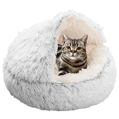 XXIUDEE Donut Katzenbett, Haustierbett, selbstwärmendes Kätzchen, Sofakissen, Haustier-Kuschelbett, Katzenhöhle, Bett, Katzenschlafbett, Katzenschlafsack für drinnen, Kätzchen, Welpen, 40 cm, Grau von XXIUDEE