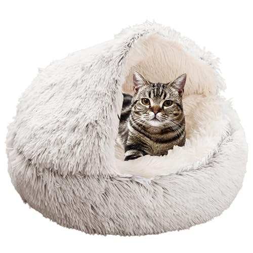 XXIUDEE Donut Katzenbett, Haustierbett, selbstwärmendes Kätzchen, Sofakissen, Haustier-Kuschelbett, Katzenhöhle, Bett, Katzenschlafbett, Katzenschlafsack für drinnen, Kätzchen, Welpen, 40 cm, Kaffee1 von XXIUDEE