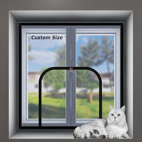 XXIUDEE Fensterschutz für Katzen, Benutzerdefinierte Größe Anti Mücken Insekten Bugs Fliegengitter Fenster Mesh Netze, Selbstklebende Katzenschutznetze Katzenschutznetze Katzensicherheitsgitter von XXIUDEE