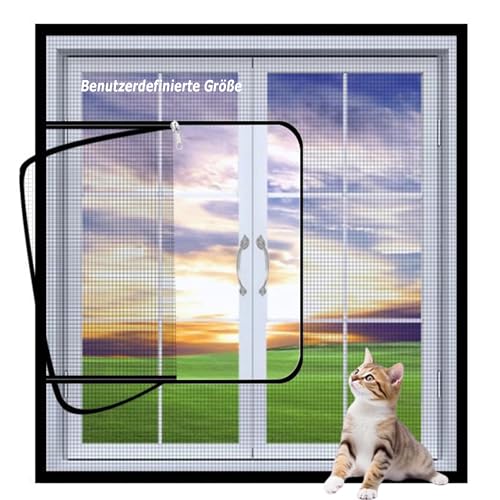 XXIUDEE Fliegennetz Fenster mit Reißverschluss, Benutzerdefinierte Größe Sicherheitsnetz für Katze, Katzenschutz, Für Terrasse Balkon Küche Garten, Kinderleichte Montage von XXIUDEE