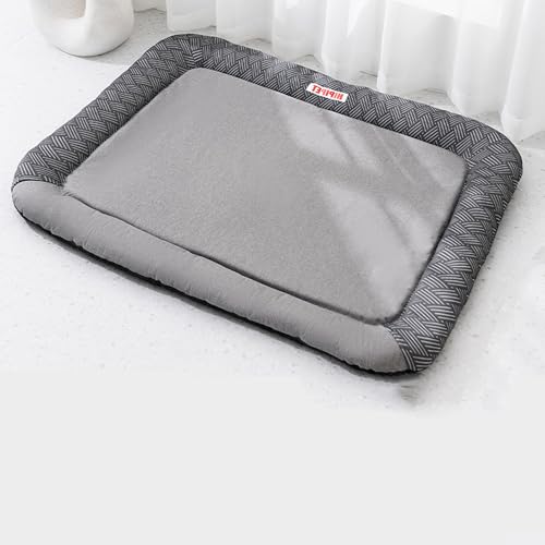 XXIUDEE Große Hundebetten, waschbar, orthopädische Hundebox-Betten, Haustier-Katzen-Matratze für alle Jahreszeiten, rutschfest, verschleißfest, wasserdicht, Welpenkissen (100 x 75 x 7 cm, Grau) von XXIUDEE
