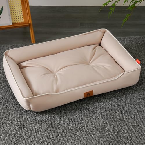 XXIUDEE Hundebetten, groß, waschbar, wasserdicht, orthopädische Haustiermatratze, bequem, Anti-Angst, mittelgroßes Hunde-Sofa-Kissen für Katzen, Welpen, Zwinger (36 x 27 x 7 cm, Khaki) von XXIUDEE