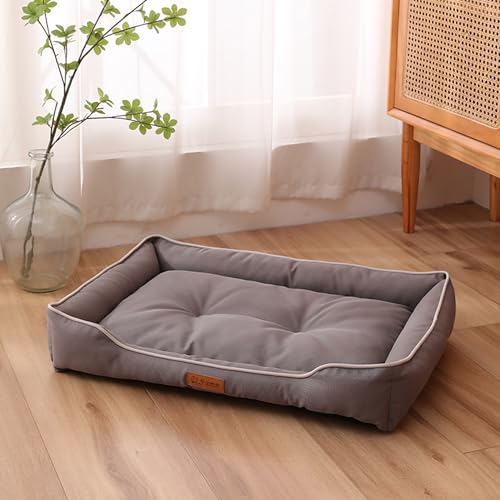 XXIUDEE Hundebetten, groß, waschbar, wasserdicht, orthopädische Haustiermatratze, bequem, Anti-Angst, mittelgroßes Hunde-Sofa-Kissen für Katzen, Welpen, Zwinger (47 x 34 x 9 cm, Grau) von XXIUDEE