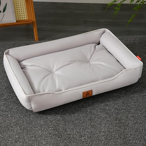 XXIUDEE Hundebetten, groß, waschbar, wasserdicht, orthopädische Haustiermatratze, bequem, Anti-Angst, mittelgroßes Hunde-Sofa-Kissen für Katzen, Welpen, Zwinger (47 x 34 x 9 cm, Hellgrau) von XXIUDEE