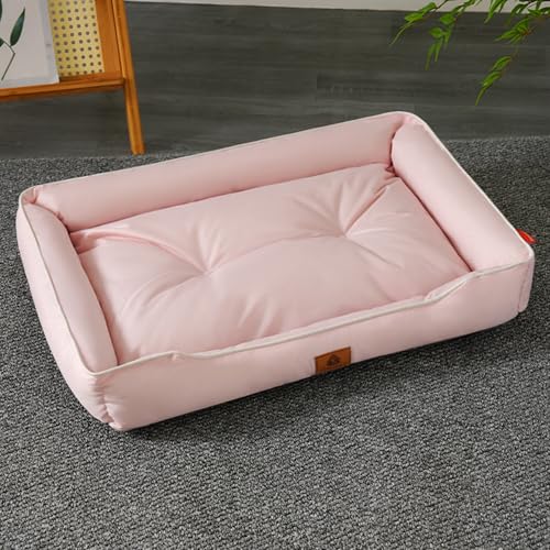 XXIUDEE Hundebetten, groß, waschbar, wasserdicht, orthopädische Haustiermatratze, bequem, Anti-Angst, mittelgroßes Hunde-Sofa-Kissen für Katzen, Welpen, Zwinger (64 x 46 x 12 cm, Rosa) von XXIUDEE