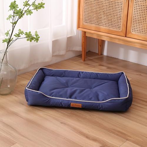 XXIUDEE Hundebetten, groß, waschbar, wasserdicht, orthopädische Haustiermatratze, bequem, Anti-Angst, mittelgroßes Hunde-Sofa-Kissen für Katzen, Welpen, Zwinger (84 x 56 x 14 cm, Blau) von XXIUDEE