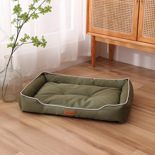 XXIUDEE Hundebetten, groß, waschbar, wasserdicht, orthopädische Haustiermatratze, bequem, Anti-Angst, mittelgroßes Hunde-Sofa-Kissen für Katzen, Welpen, Zwinger (84 x 56 x 14 cm, Grün) von XXIUDEE