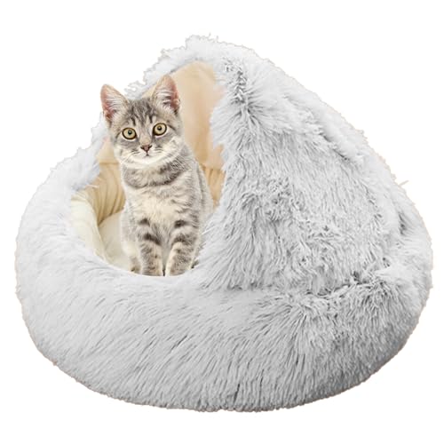 XXIUDEE Katzenbetten für den Innenbereich, kleine und mittelgroße Katzen, Hunde, Kätzchenbetten mit rutschfester Unterseite, maschinenwaschbar, Katzenkissen, 60 cm, Grau von XXIUDEE