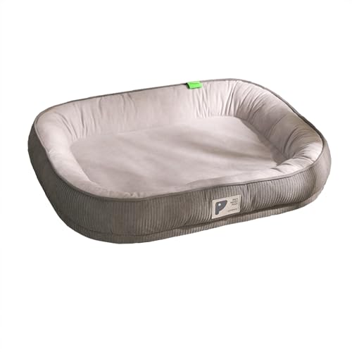 XXIUDEE Orthopädische Hundebetten, waschbar, rechteckig, abnehmbar, waschbar, Anti-Angst-Haustierbetten, weiche, warme Haustiermatte für mittelgroße und große Hunde (75 x 60 x 14 cm, Grau) von XXIUDEE