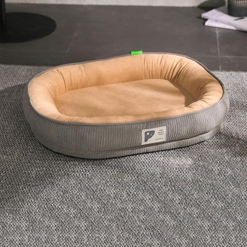 XXIUDEE Orthopädische Hundebetten, waschbar, rechteckig, abnehmbar, waschbar, Anti-Angst-Haustierbetten, weiche, warme Haustiermatte für mittelgroße und große Hunde (75 x 60 x 14 cm, Khaki) von XXIUDEE