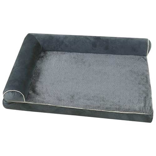 XXIUDEE Orthopädische große Hundebetten, waschbares Hundebett mit abnehmbarem Bezug, rutschfeste Haustiermatratze, Matte für kleine, mittelgroße und große Haustiere (120 x 80 x 21 cm, Dunkelgrau) von XXIUDEE