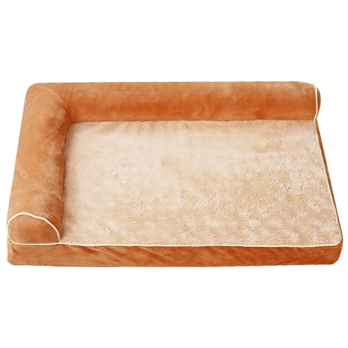 XXIUDEE Orthopädische große Hundebetten, waschbares Hundebett mit abnehmbarem Bezug, rutschfeste Haustiermatratze, Matte für kleine, mittelgroße und große Haustiere (120 x 80 x 21 cm, Khaki) von XXIUDEE