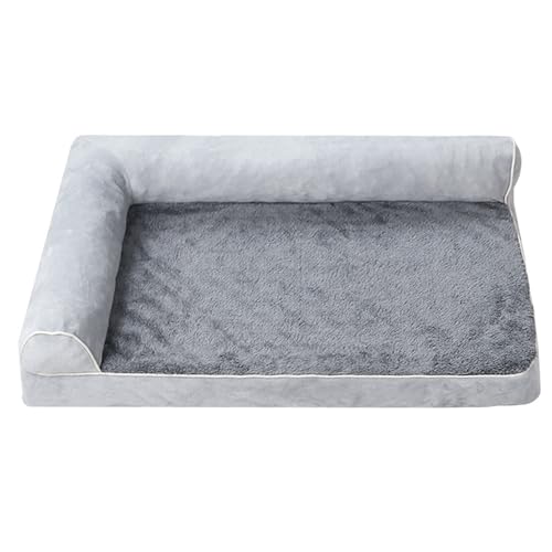 XXIUDEE Orthopädische große Hundebetten, waschbares Hundebett mit abnehmbarem Bezug, rutschfeste Haustiermatratze, Matte für kleine, mittelgroße und große Haustiere (50 x 40 x 11 cm, Hellgrau) von XXIUDEE