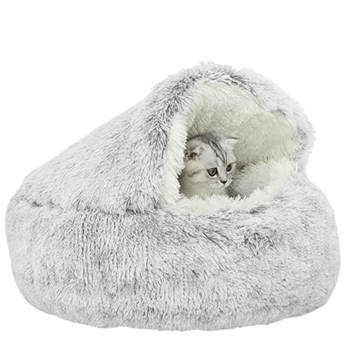 XXIUDEE Rundes Katzenbett, Haustierbett, Katzenschlafsack, maschinenwaschbar, Kätzchenbett, Welpenbett, Hund, Katzenkissen, Katzenhöhle, Bett für kleine/mittelgroße Hunde, Katzen, 40 cm, Grau von XXIUDEE