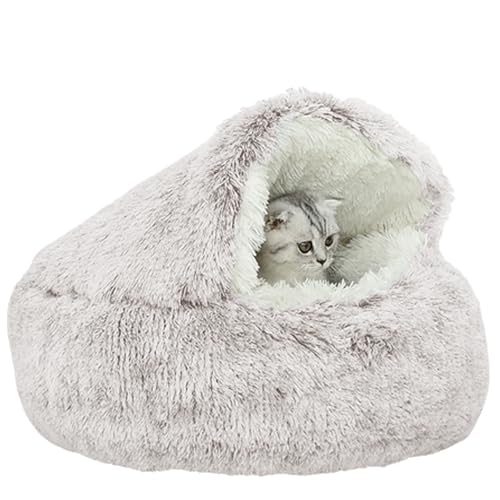 XXIUDEE Rundes Katzenbett, Haustierbett, Katzenschlafsack, maschinenwaschbar, Kätzchenbett, Welpenbett, Hund, Katzenkissen, Katzenhöhle, Bett für kleine/mittelgroße Hunde, Katzen, 40 cm, Kaffee von XXIUDEE