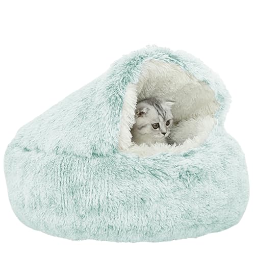 XXIUDEE Rundes Katzenbett, Haustierbett, Katzenschlafsack, maschinenwaschbar, Kätzchenbett, Welpenbett, Hund, Katzenkissen, Katzenhöhle, Bett für kleine/mittlere Hunde, Katzen, 65 cm, Grün von XXIUDEE