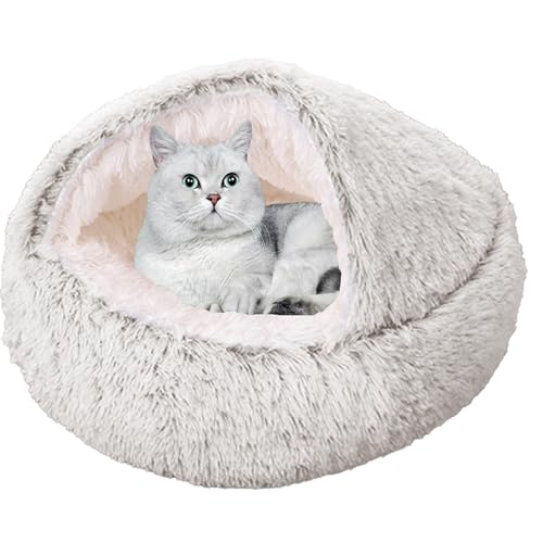 XXIUDEE Rundes Katzenbett, Katzensofa, maschinenwaschbar, Welpenbetten, Haustierkissen, Kätzchenbett, Katzenhöhle, Haustier-Kuschelbett mit rutschfester Unterseite für kleine, mittelgroße Katzen, 50 von XXIUDEE