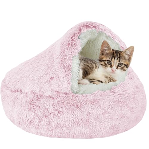 XXIUDEE Selbstwärmendes Katzenbett, Donut-Haustierbett, Welpenbett, Katzennistbetten, Katzenhöhle, Hundekatzenkissen mit rutschfester Unterseite für kleine, mittelgroße Katzen im Innenbereich, 65 cm, von XXIUDEE