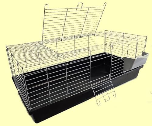 1m Neues Modell Hasenkäfig Nagerkäfig Kaninchenkäfig Käfig Stall Meerschweinchen schwarz von XXL-Heimtiercenter