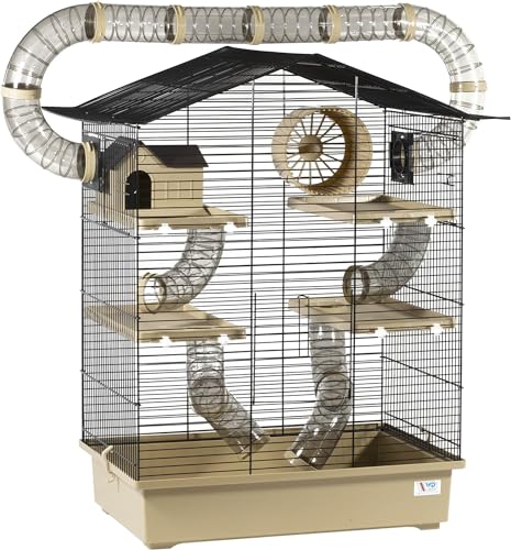 XXL Diamant Hamsterkäfig 4 Etagen großes Röhrensystem Beige Außenröhren mehrere Türen viel Zubehör von XXL-Heimtiercenter