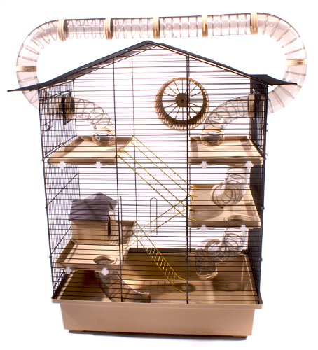 XXL Nagerkäfig Hamsterkäfig Mäusekäfig Haus inklusive gigantischem Röhrensystem beige schwarz von XXL-ZOO